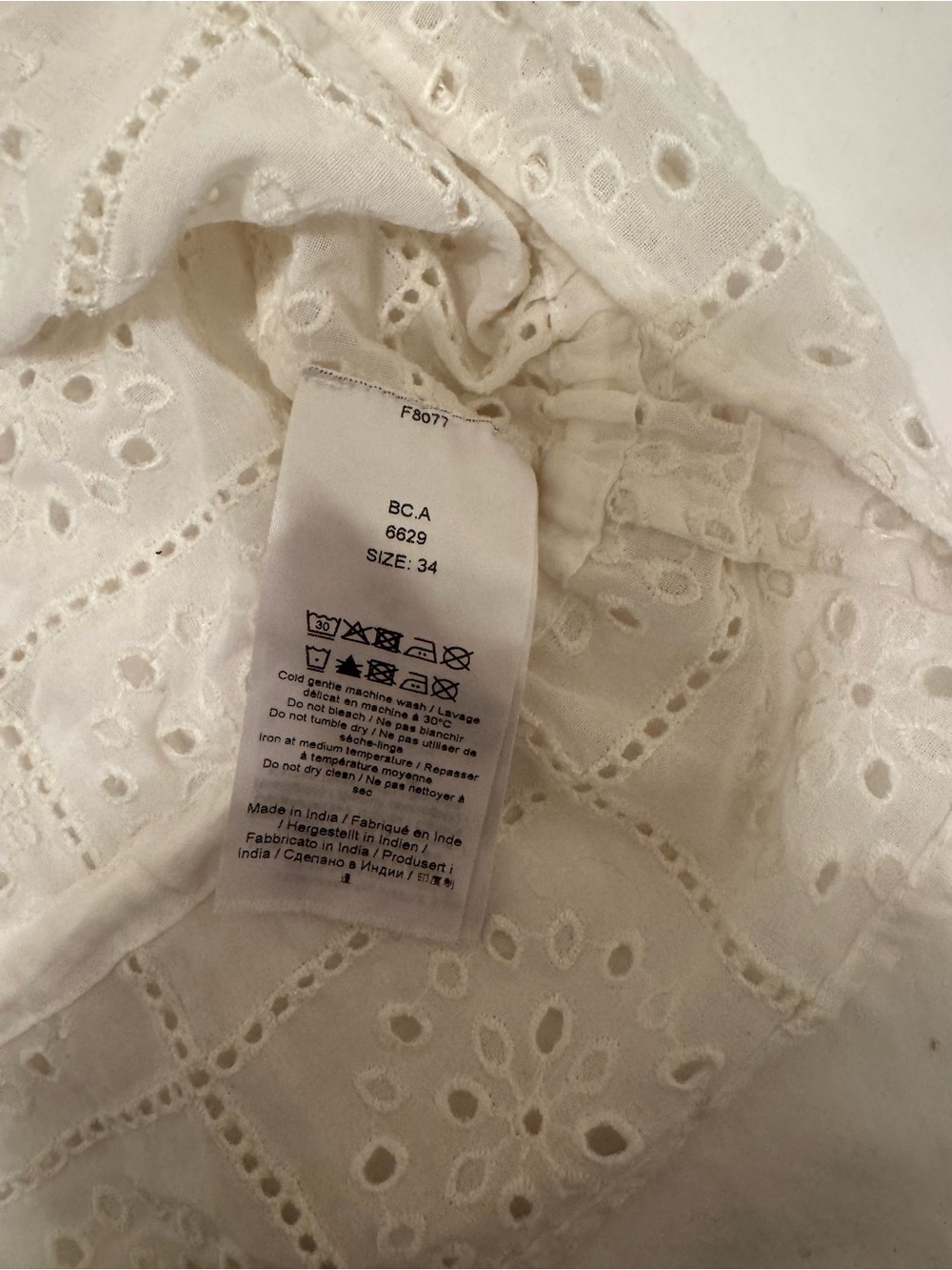 Ganni Cream Eyelet Tie-Front Crop Top - Picture 5 of 5